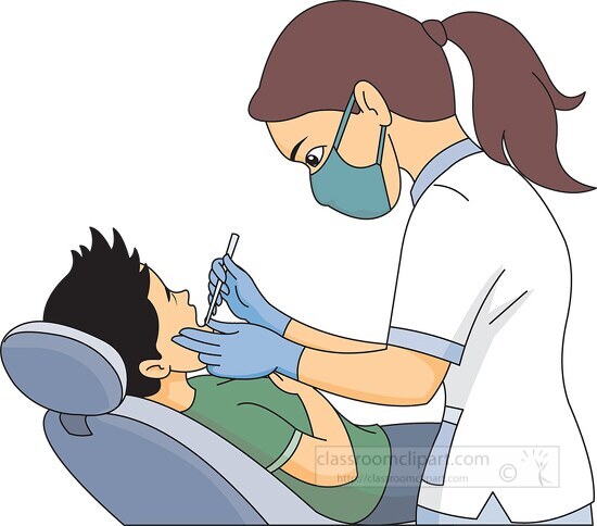 dental hygienist cleaning teeth