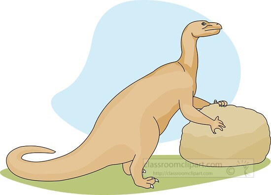 dinosaur leaning on rock clipart