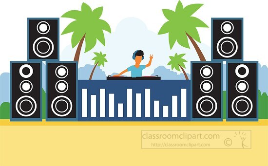 dj with music system big speakers clipart