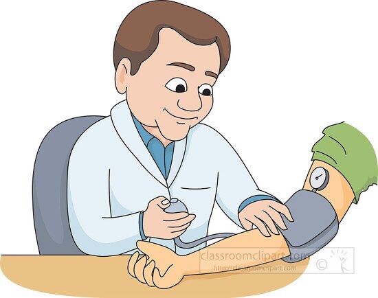 doctor checking patents blood pressure