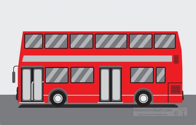 double decker red bus gray color