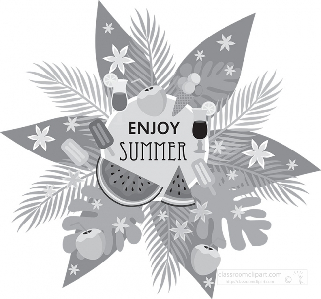 enjoy summer includes icons icecream watermelon gray color