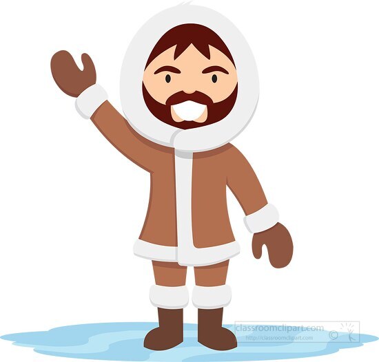 eskimo man waving clipart