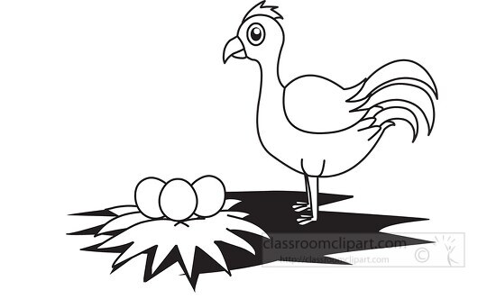 farm animal chicken black white outline cliprt 950