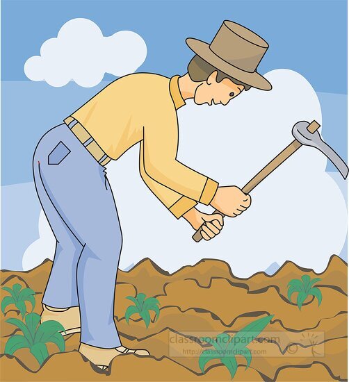 farmer tilling soil agriculture clipart
