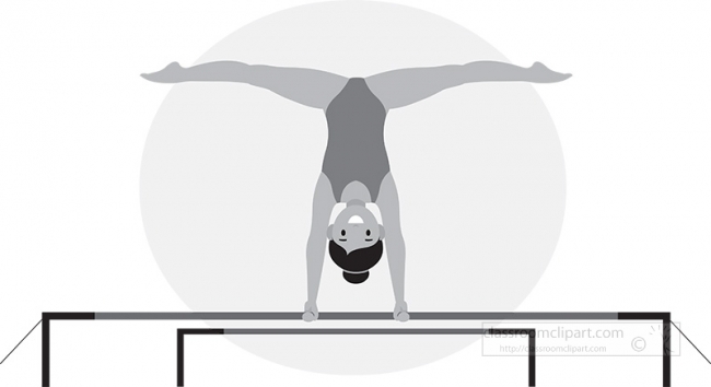 female gymnast athlete performs on uneven bars vector gray color