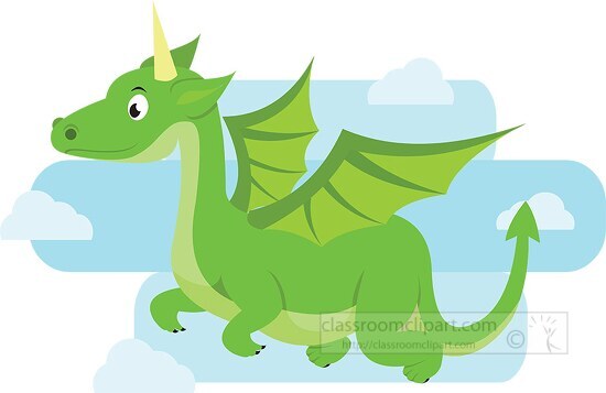 green flying dragon fairy tales clipart