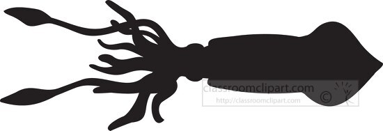 Giant Squid Mollusk Silhouette Clipart