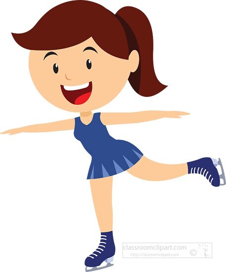 girl doing figure skating winter sports clipart