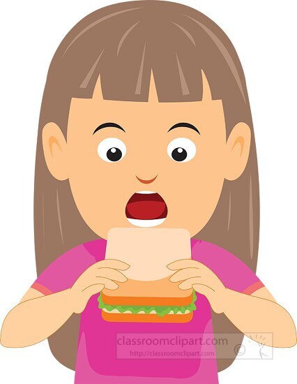 girl eating sandwich clipart