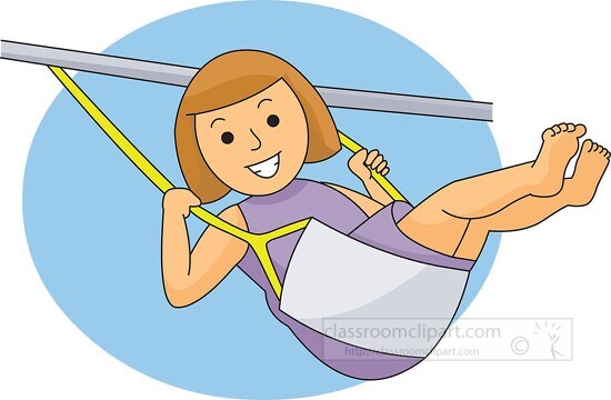 girl on swing playground blue background