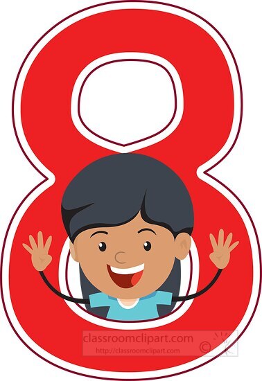 girl presenting number eight math clipart 6920