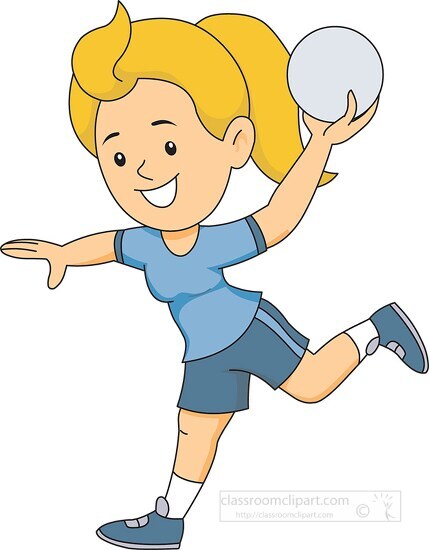 girl throws handball outdoor clipart