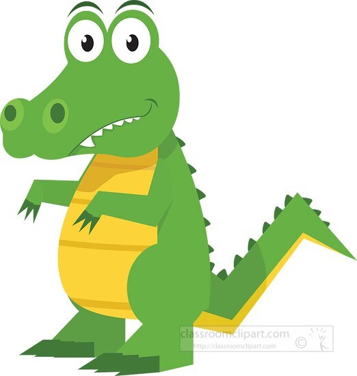 green yellow big eyed cartoon alligator clipart