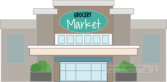 grocery market outside building clipart 2