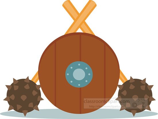 hammer and shield vikings clipart