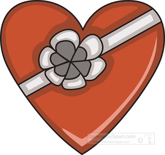 heart shaped candy box with bow clipart