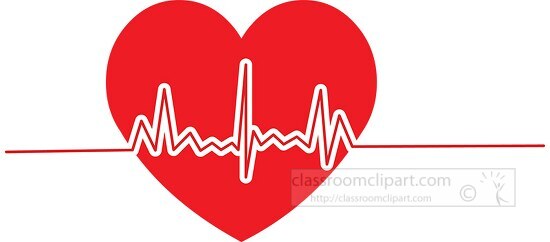heart with EKG segments intervals health clipart