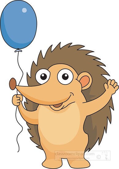 hedgehog holding balloon clipart