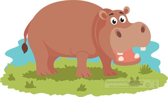 hippopotamus near african lake clipart