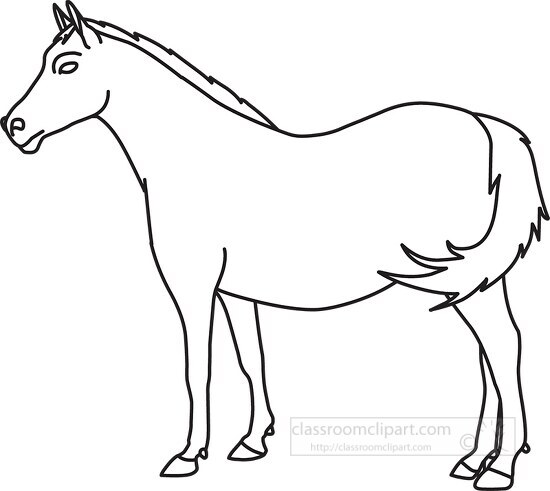 horse with tail outline cliprt