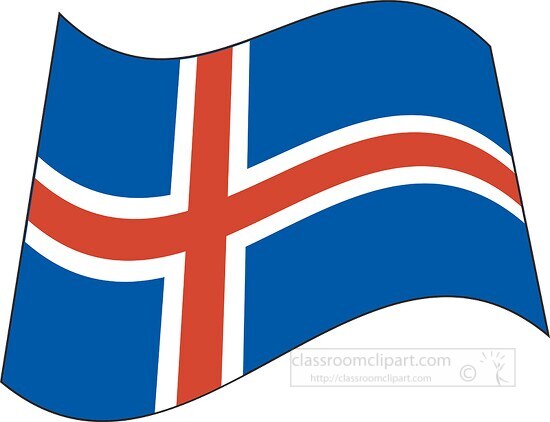 Iceland  flag flat design wavy clipart