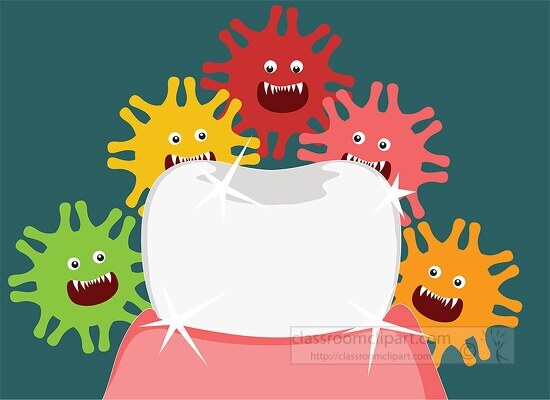 illustration of germs attacking on tooth clipart