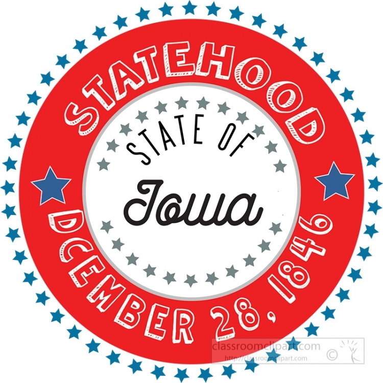 Iowa statehood 1846 date statehood round style with stars clipar