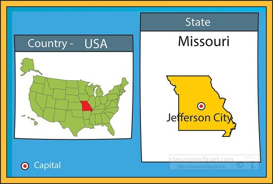 jefferson city missouri state us map with capital