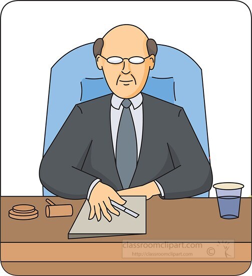 judge mediator sitting at desk clipart