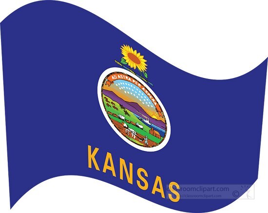 kansas state flat design waving flag