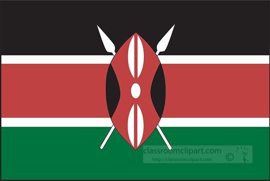 Kenya flag flat design clipart