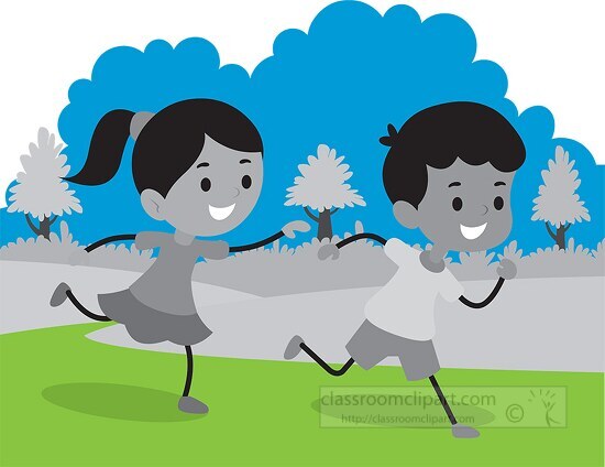 kids running playing at school clipart 2