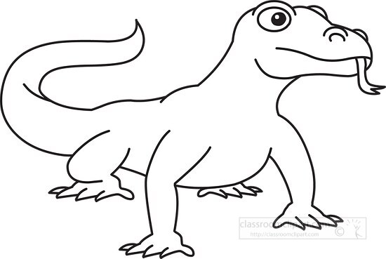 komodo dragon black outline clipart