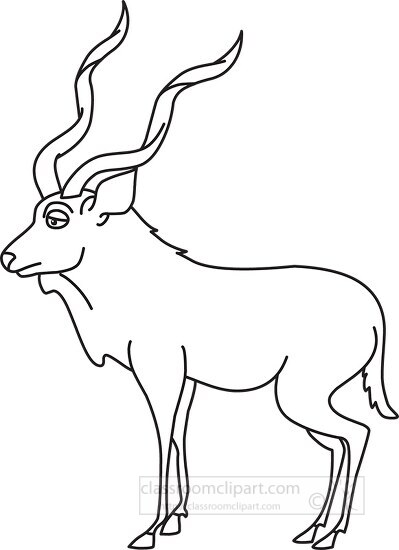 kudu antelope black outline cliprt