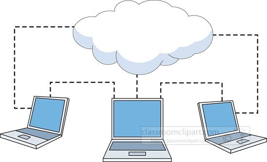 laptops cloud computing network clipart