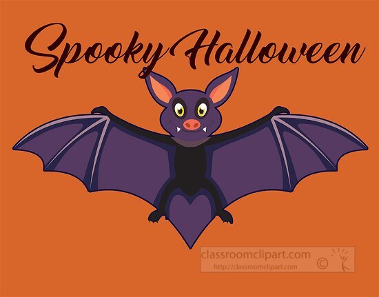 large bat orange background text above spooky halloween