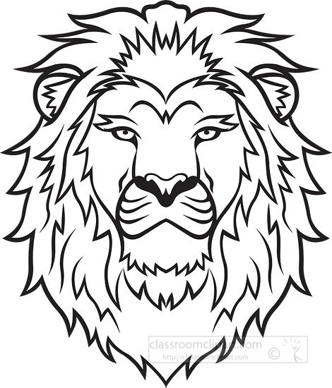 large lion head black outline gray color