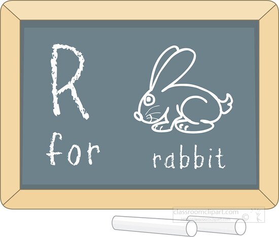 letter alphabet chalkboard r rabbit clipart