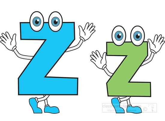 letter alphabet z upper lower case cartoon