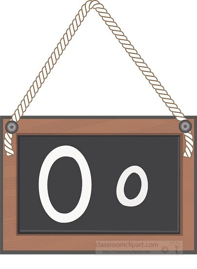 letter O hanging black board with rope clipart