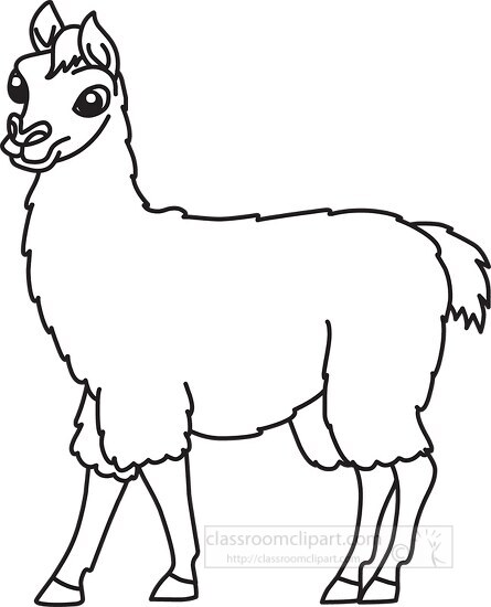 llama black white outline cliprt