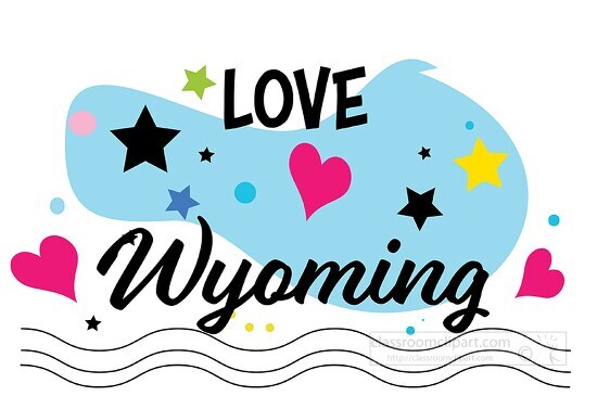 Love Wyoming Hearts Stars Logo Clipart