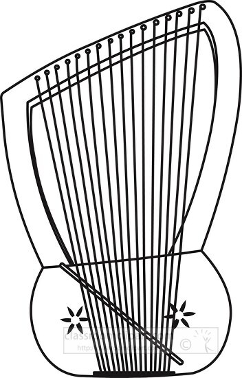 lyre black white outline clipart