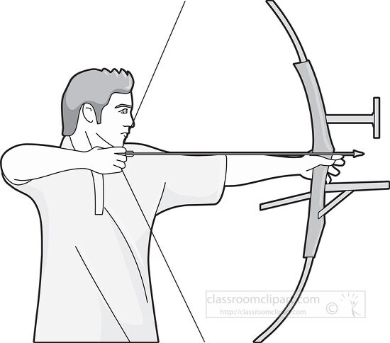 male archery bowman gray clipart image