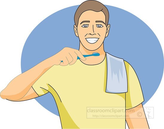 Man Brushing his teeth clipart