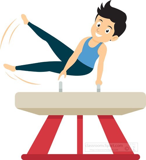 man doing gymnastics on pommel horse clipart