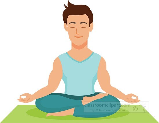 man sitting upright practicing maditation yoga clipart