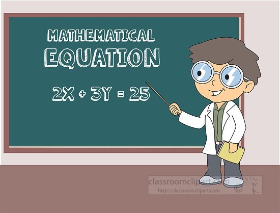 mathematical equations on chalkboard clipart