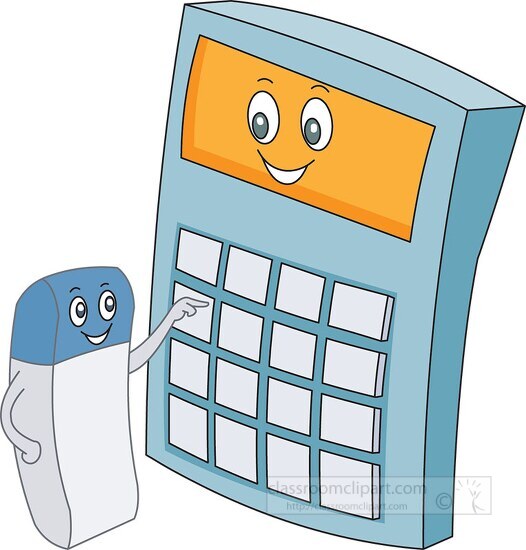 mathematics calculator eraser character clipart 7156